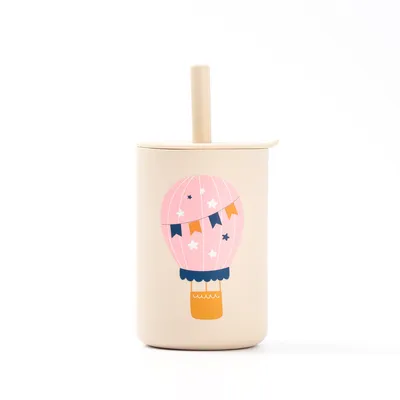 Silicone Straw Cup / Sand - The Nibble Co