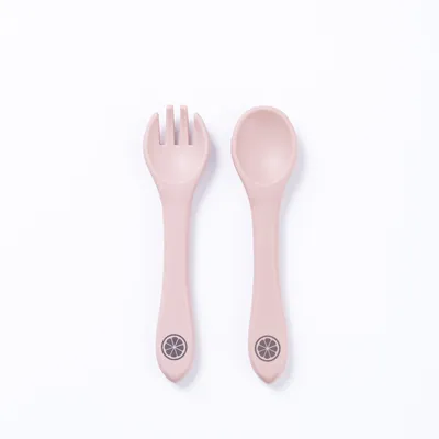 Silicone Spoon & Fork / Pink Mauve - The Nibble Co