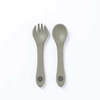 Silicone Spoon & Fork / Silver Sage - The Nibble Co