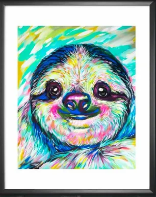 Rainbow Teal Sloth Print - Kay Rose Creative