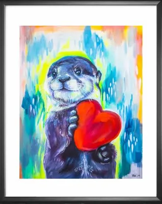 Rainbow Heart Otter Print - Kay Rose Creative
