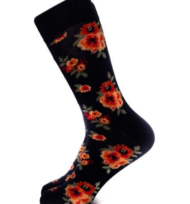 Navy Floral Mens Dress Socks - Adesso