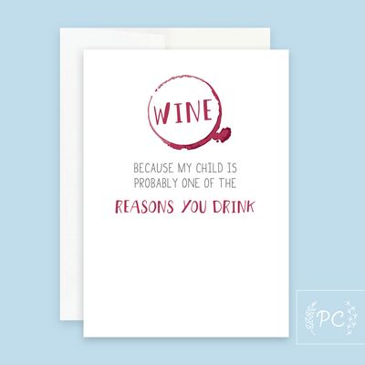 Reasons You Drink Teacher Card - Prairie Chick Prints