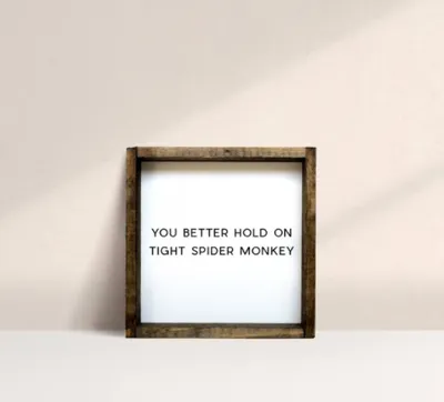 Hold On Tight Spider Monkey (7x7) Wooden Sign - William Rae Designs