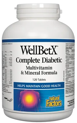 NATURAL FACTORS WellBetX Complete Diabetic Multivitamin (120 tabs)
