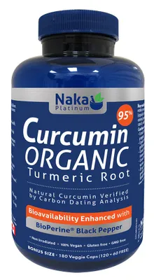 NAKA Platinum Curcumin Organic (180 veg caps)