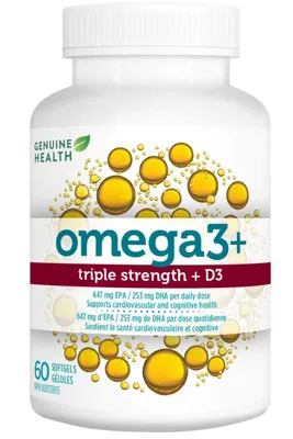 GENUINE HEALTH Omega3+ TRIPLE STRENGTH + D3 (60 capsules)