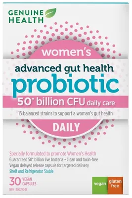 GENUINE HEALTH Advanced Gut Health Probiotic Women's Daily (50 Billion CFU