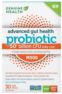 GENUINE HEALTH Advanced Gut Health Probiotic MOOD (50Billion CFU - 30 Capsules)