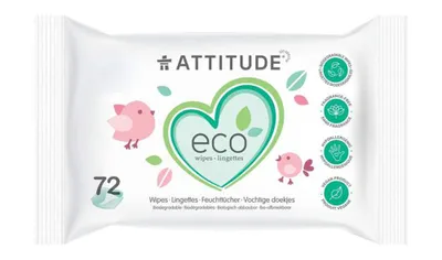 ATTITUDE Baby Wipes 100% Biodegradable (72 ct)