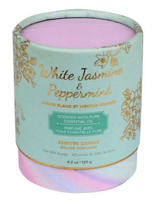 RELAXUS Soy Wax Scented Candle (White Jasmine & Peppermint - 120 gr)