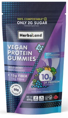 HERBALAND Vegan Protein Gummies (Wild Berry - 600 gr)