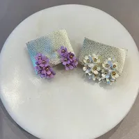 color flower stud hoops