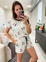 star print short sleeve romper