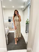 halter snake print maxi dress