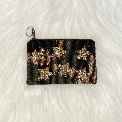 black gold star coin purse