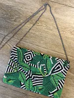 leaf & zebra bead clutch