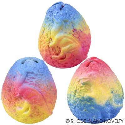 2.25" Squeezy Bead Rainbow Dinosaur Egg