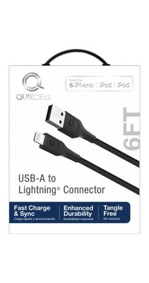 Quikcell CHARGE & SYNC CABLE MFi Lightning to USB-A - 6ft - Black