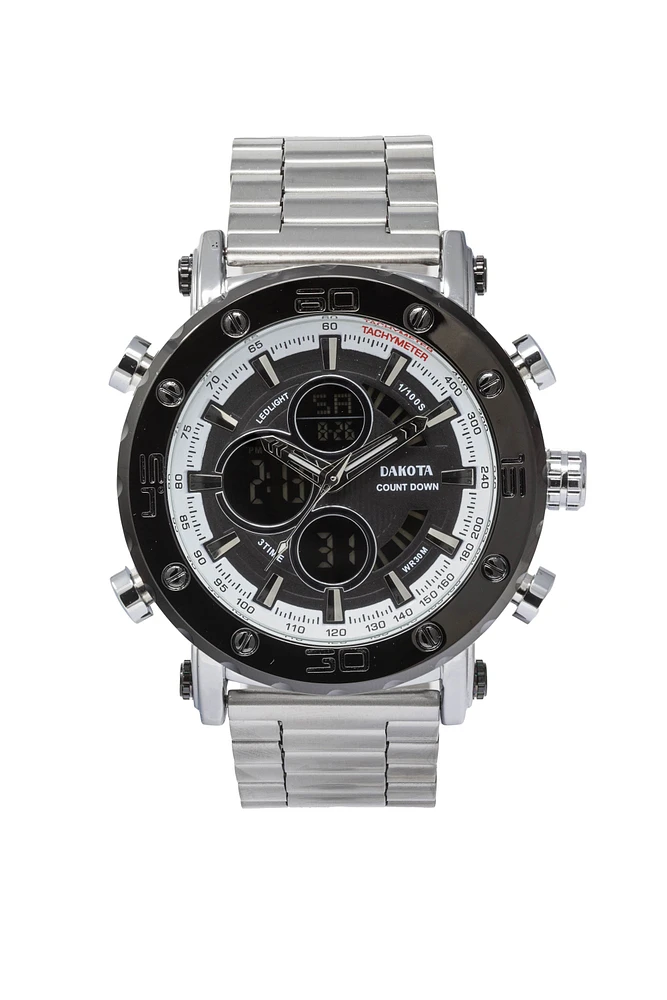 Dress Ana Digi 3 Eye - Silver Reverse LCD