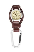 Leather Clip - Silver Case Eggshell Dial Brown Holder