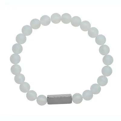 Stretch Bead Bracelet - 8mm Translucent White Stone