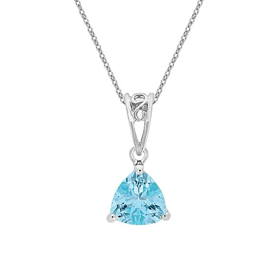 10K White Gold Prong-set Blue Topaz pendant