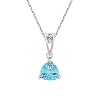 10K White Gold Prong-set Blue Topaz pendant