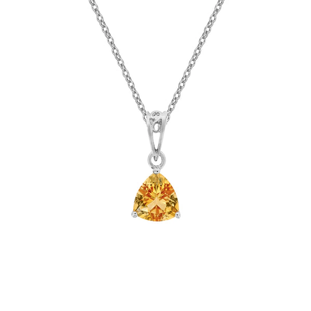 10K White Gold Prong-set Citrine pendant