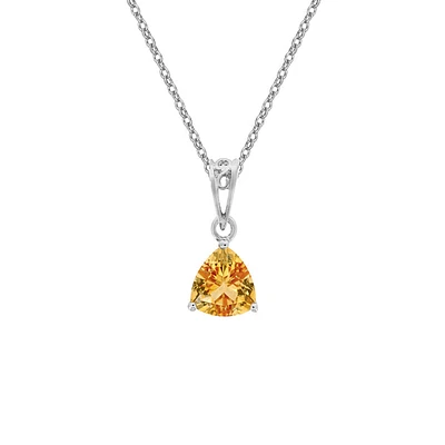 10K White Gold Prong-set Citrine pendant