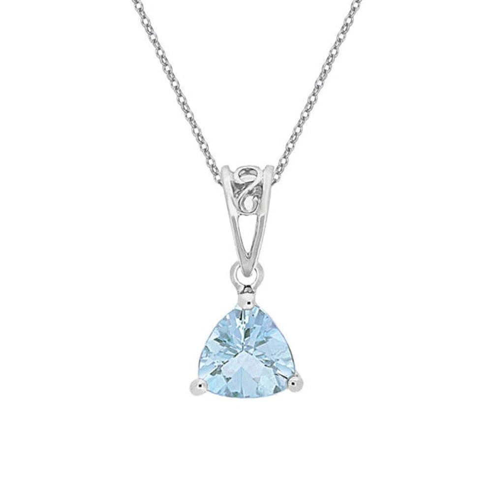 10K White Gold Blue Topaz Necklace - 18 Inches