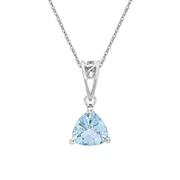 10K White Gold Blue Topaz Necklace - 18 Inches