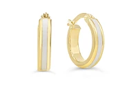 10K Yellow Gold Enamel Hoop Earrings