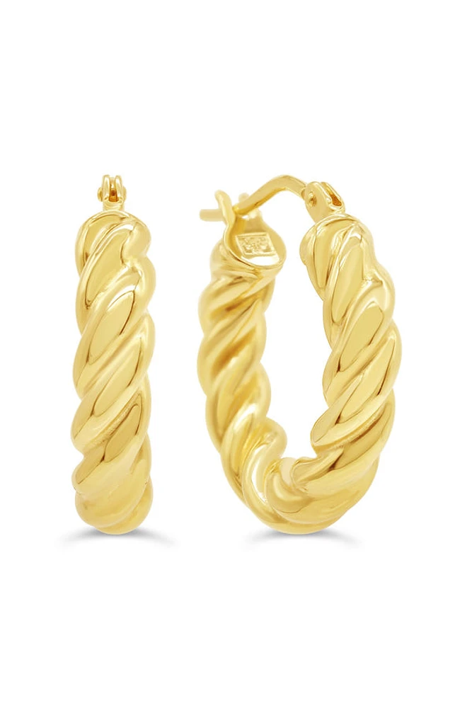 10K Yellow Gold Twisted Hoop Earrings