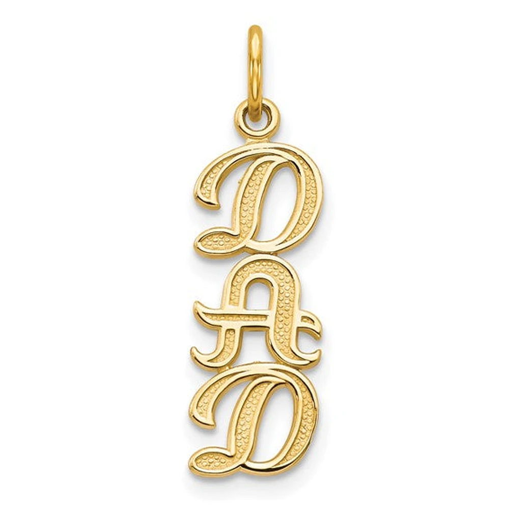 10K Yellow Gold "DAD" Charm - 25mm x 7mm