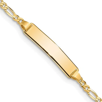 10K Yellow Gold Figaro Link ID Bracelet - 7 Inches