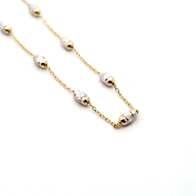 10K 2 Tone Gold Anklet - Adjustable 10"