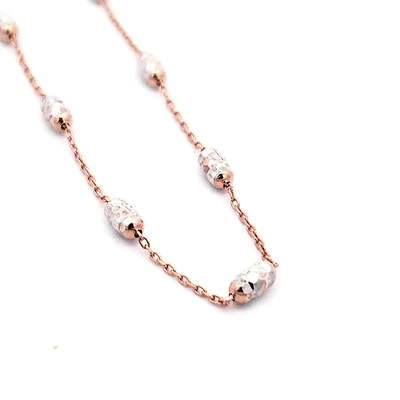 10K 2 Tone Rose Gold Anklet - Adjustable 9-10"