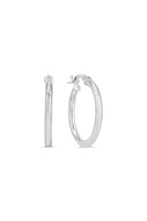 10K White Gold 2mm Tube Hoop Earrings - Medium