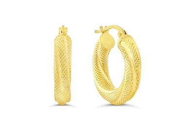 10K Yellow Gold Textured Huggies/Earrings