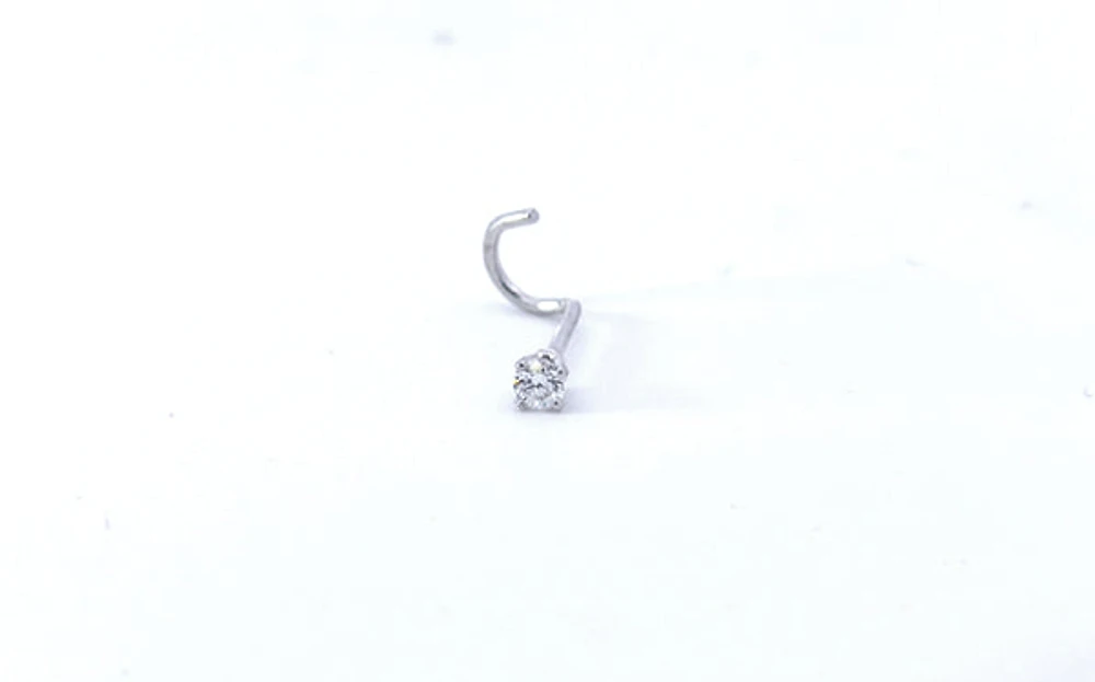14K White Gold 0.04cttw Diamond Nose Stud