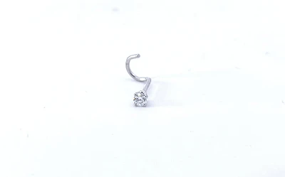 14K White Gold 0.04cttw Diamond Nose Stud