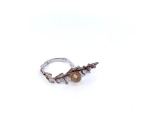 Silver / Gold Plated 14k Ring with Natural Citrine Round Bead