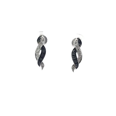 10K White Gold 0.05 cttw Black Diamond Earrings