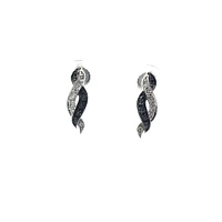 10K White Gold 0.05 cttw Black Diamond Earrings