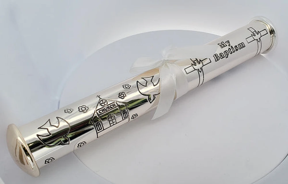 Silver-Plated Baptism Certificate Tube