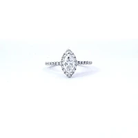 14K White Gold 0.97cttw Lab Grown Marquise Cut Halo Diamond Ring