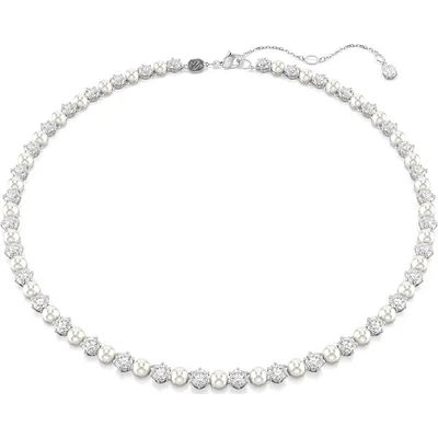 Swarovski - Matrix Tennis necklace, Crystal pearl, Round cut, White, Rhodium plated 5689623