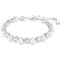 Swarovski - Matrix Tennis bracelet, Crystal pearl, Round cut, White, Rhodium plated 5689625