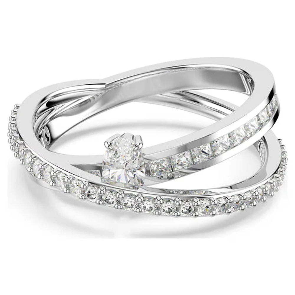 Swarovski - Hyperbola ring Mixed cuts, White, Rhodium plated - 5691231